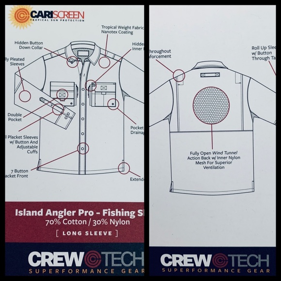 Caribbean Canvas Co White Fishing Shirt XXL NWT - Picture 5 of 6